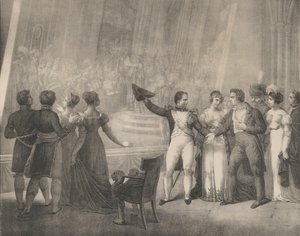 Napoleon og Josephine på besøg i Davids Studio, 4. januar 1808, ca. 1820-30. af Charles Etienne Pierre Motte
