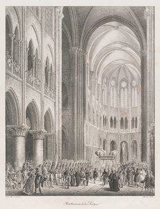 Genoprettelse af kirken, begyndelsen af 19. Century (Litho) af Charles Etienne Pierre Motte