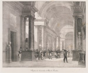 Modtagelse af Savants, begyndelsen af det 19. århundrede (litho) af Charles Etienne Pierre Motte