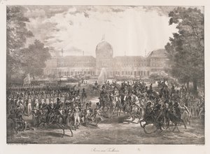 Gennemgang af Tuilerierne, begyndelsen af det 19. århundrede (litho) af Charles Etienne Pierre Motte