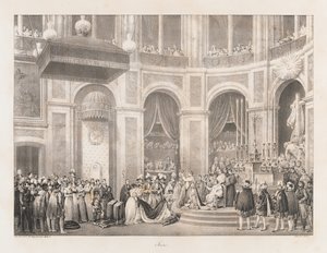Sacre, begyndelsen af det 19. århundrede (litho) af Charles Etienne Pierre Motte