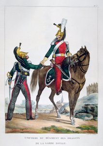 Uniform af et regiment af dragoner fra den kongelige garde, Frankrig, 1823.