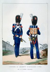 Uniform af et regiment af fodartilleri af den kongelige garde, Frankrig, 1823. af Charles Etienne Pierre Motte