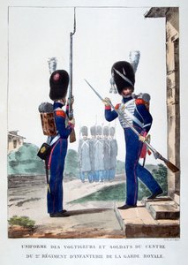 Uniformer af det 2. infanteri af den franske kongelige garde, 1823.