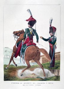 Uniformer af det beredne chasseur-regiment af den franske kongelige garde, 1823.