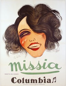 Columbia Records plakat, der reklamerer for den franske chanteuse, Missia, ca. 1935