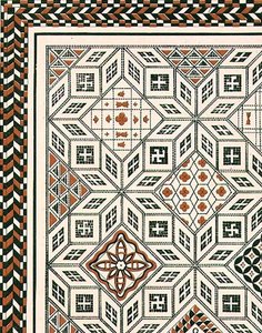 Design af en mosaiksten fundet i Nimes, sandsynligvis fra det 2. eller 3. århundrede, udgivet af Day & Son (litografi) af Charles Felix Marie (after) Texier