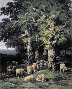 Får i skoven af Charles Ferdinand Ceramano