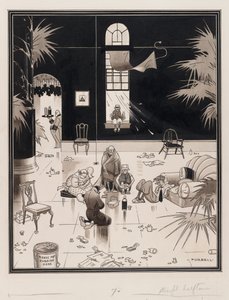 Club Life in America, the Picnickers, før 1933 (pen & blæk vask på papir) af Charles Forbell
