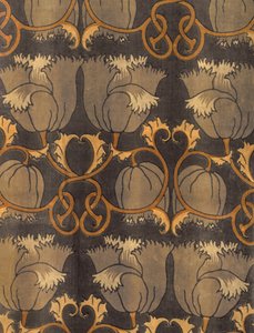 Valmuer, fremstillet af G.P. & J Baker, ca. 1888 (trykt velveteen) (detalje) af Charles Francis Annesley Voysey