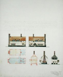 Foreslået hus til A.A. Voysey Esq. ved Slindon nær Barnham Junction, Sussex af Charles Francis Annesley Voysey