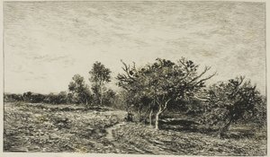 Æbletræer i Auvers af Charles Francois Daubigny