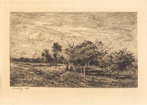 Æbletræer i Auvers af Charles Francois Daubigny