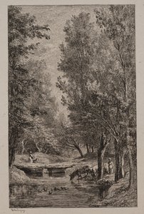 Bæk i Val Mondois, ca. 1862. af Charles Francois Daubigny