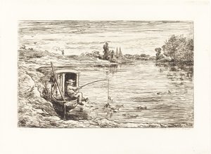 Cabin Boy Fishing (Le Mousse a la peche) af Charles Francois Daubigny