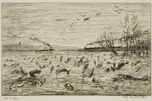 Fiskens fejring af skibsdrengens afrejse (Fisken) af Charles Francois Daubigny