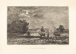Måneskin ved Valmondois (Måneskin ved Valmondois) af Charles Francois Daubigny