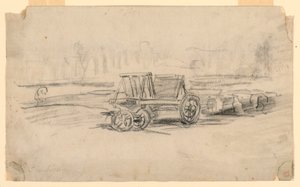 Tegning, En landbrugsvogn, ca. 1850 af Charles Francois Daubigny