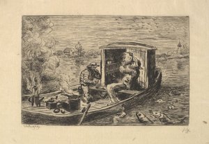 Gobbling a Meal, 1861. af Charles Francois Daubigny
