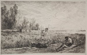 Høproduktion, originalt aftryk 1862, trykt i 1921. af Charles Francois Daubigny