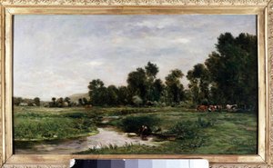 La vallee de l "Arques Painting by Charles Francois Daubignydani af Charles Francois Daubigny