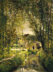 Landskab med en solbeskinnet strøm, ca. 1877.
