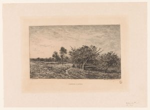 Landskab med æbletræer Pommiers og Auvers. (titel på objekt) af Charles Francois Daubigny