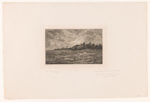 Landskab med græssende kvæg og kaniner Le pre des Graves i Villerville af Charles Francois Daubigny