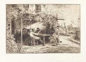 Frokost på vej til Asnieres af Charles Francois Daubigny