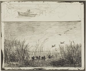 Marsh med ænder af Charles Francois Daubigny