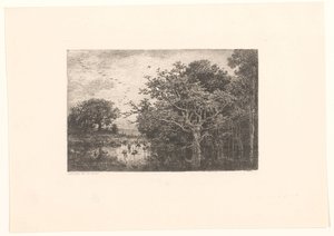 Moeras mødte ooievaars Storkemarsken af Charles Francois Daubigny