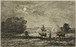 Måneskin ved Valmondois af Charles Francois Daubigny