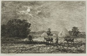 Måneskin ved Valmondois af Charles Francois Daubigny
