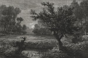 Måneopgang i Andilly Valley, 1845. af Charles Francois Daubigny