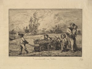 Flytter ind i båden, 1861. af Charles Francois Daubigny