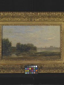 On The Oise (olie på træ) af Charles Francois Daubigny