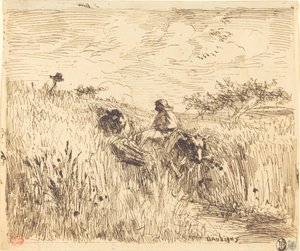 Vej gennem en hvedemark af Charles Francois Daubigny