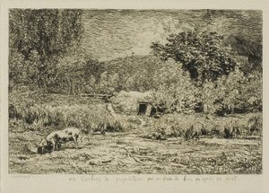 Gris i en frugthave af Charles Francois Daubigny