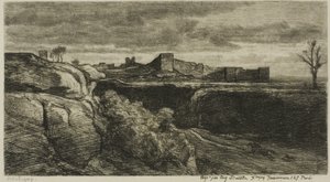 Ruinerne af Château of Crémieux (Isère) af Charles Francois Daubigny