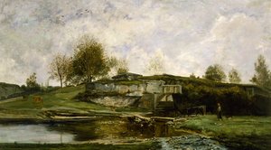Sluse i Optevoz-dalen, 1854 af Charles Francois Daubigny