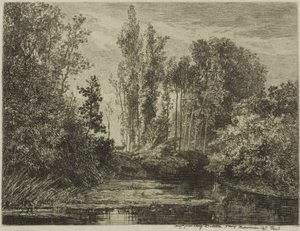 Hjorte ved vandkanten af Charles Francois Daubigny
