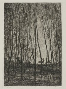 Hjorte i skoven af Charles Francois Daubigny