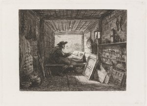 Studio på båden (Le Bateau-atelier) af Charles Francois Daubigny