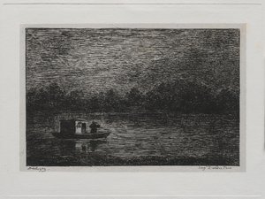 Bådturen: Natrejse eller netfiskeri (anden version) af Charles Francois Daubigny