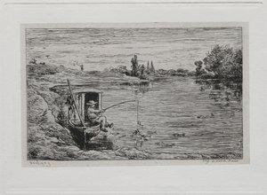 Bådturen: Cabin Boy Fishing (linefiskeri) af Charles Francois Daubigny