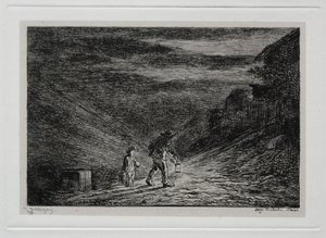 The Boat Trip: The Search for an Inn, 1861. af Charles Francois Daubigny