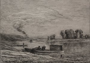Båden i Conflans, 1866. af Charles Francois Daubigny