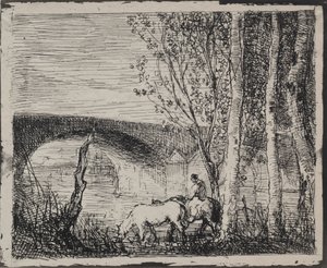 Broen, originalt aftryk 1862, trykt i 1921. af Charles Francois Daubigny