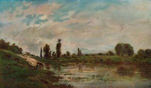 Drikkestedet, c1827-1878, 1906-7 af Charles Francois Daubigny
