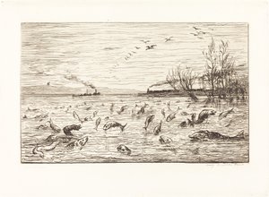 Fisken glæder sig, når hyttedrengen går (Rejouissances de poissons du depart du mo af Charles Francois Daubigny